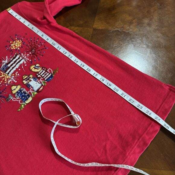 Quacker Factory Red Patriotic Embellished Sequins Fireworks July 4.Size XS - Picture 10 of 14